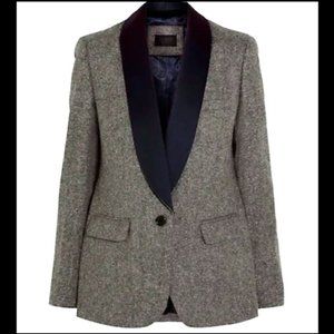 Womens Jcrew Collection Blazer Herringbone Satin Grey Moon England